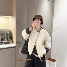 四季青2025秋冬新款显瘦圆领短款薄棉外套女休闲小个子棉服上衣