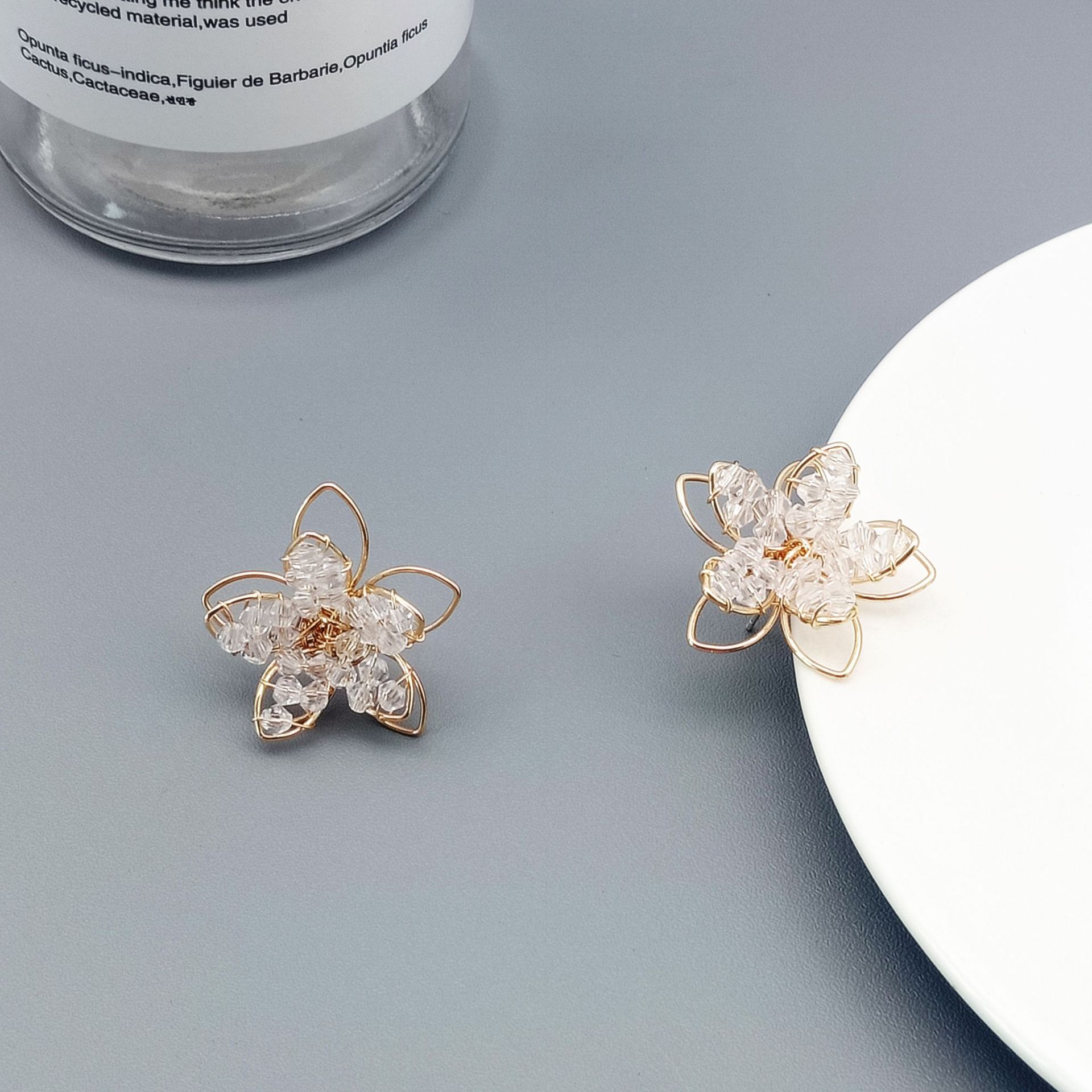 Sweet Flower Alloy Crystal Plating Ear Studs display picture 3