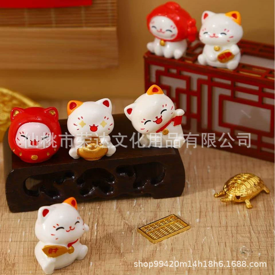 青壹坊 TR-GA61389 Карманная счастливая кошка Cute Grain Surprise Box Desk Blessing Ornament Новый год Подвеска автомобиля