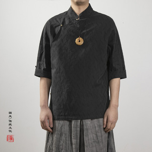 Summer latest Chinese style men's stand collar slanting lapel men's sleeve half sleeve men's short sleeve Tang suit coat