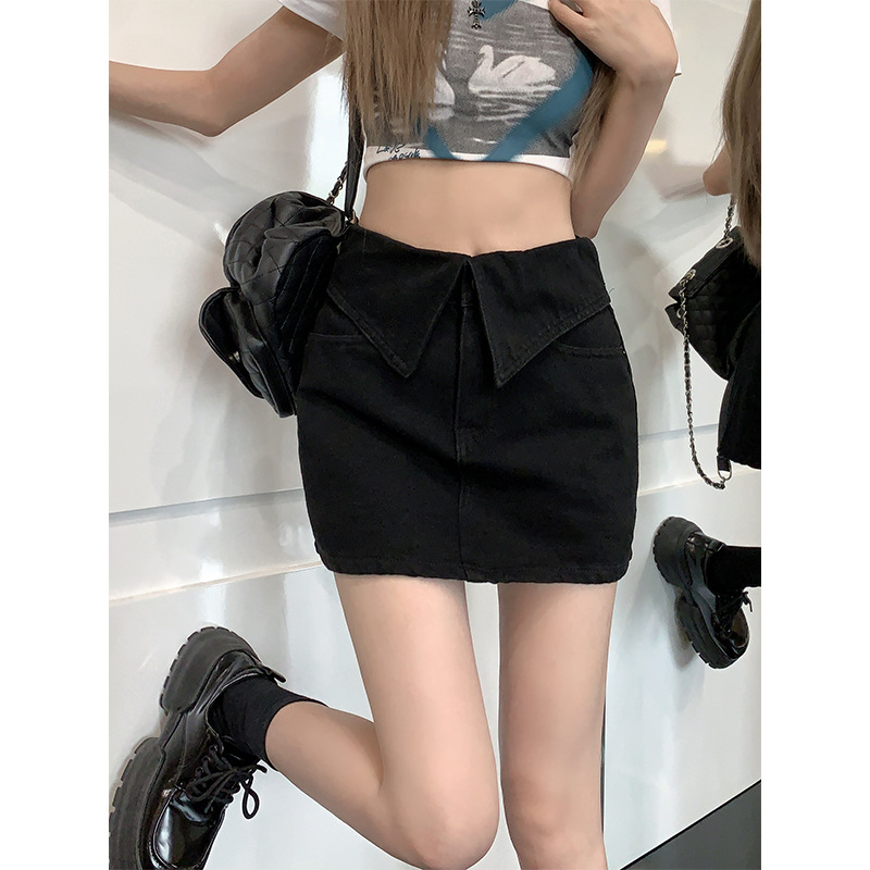 Retro Style High Waisted Denim Skirt plus Size A-Line Silhouette Women's Summer Bottoms Flattering for Petite Figures_ecoleips.com