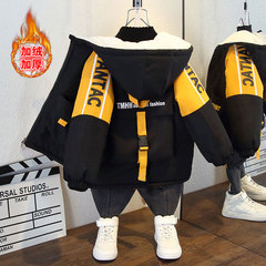 Children's clothing boys' autumn and winter fleece-lined thickened coat 2023 new style windbreaker for middle and older children trendy spring and autumn clothes
