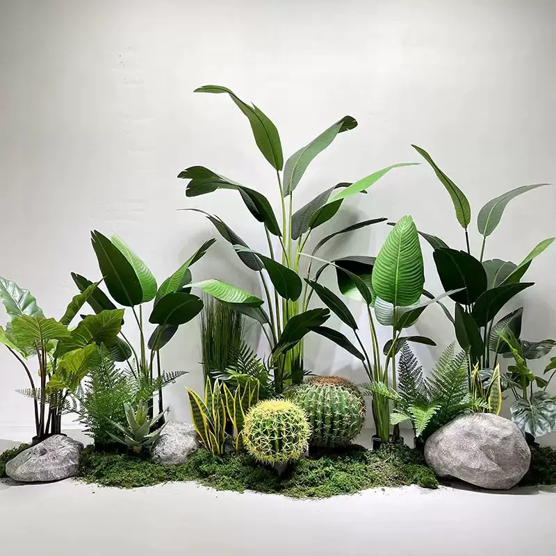 北欧仿真植物造景布置大型景观假绿植旅人蕉盆栽室内商场橱窗装饰