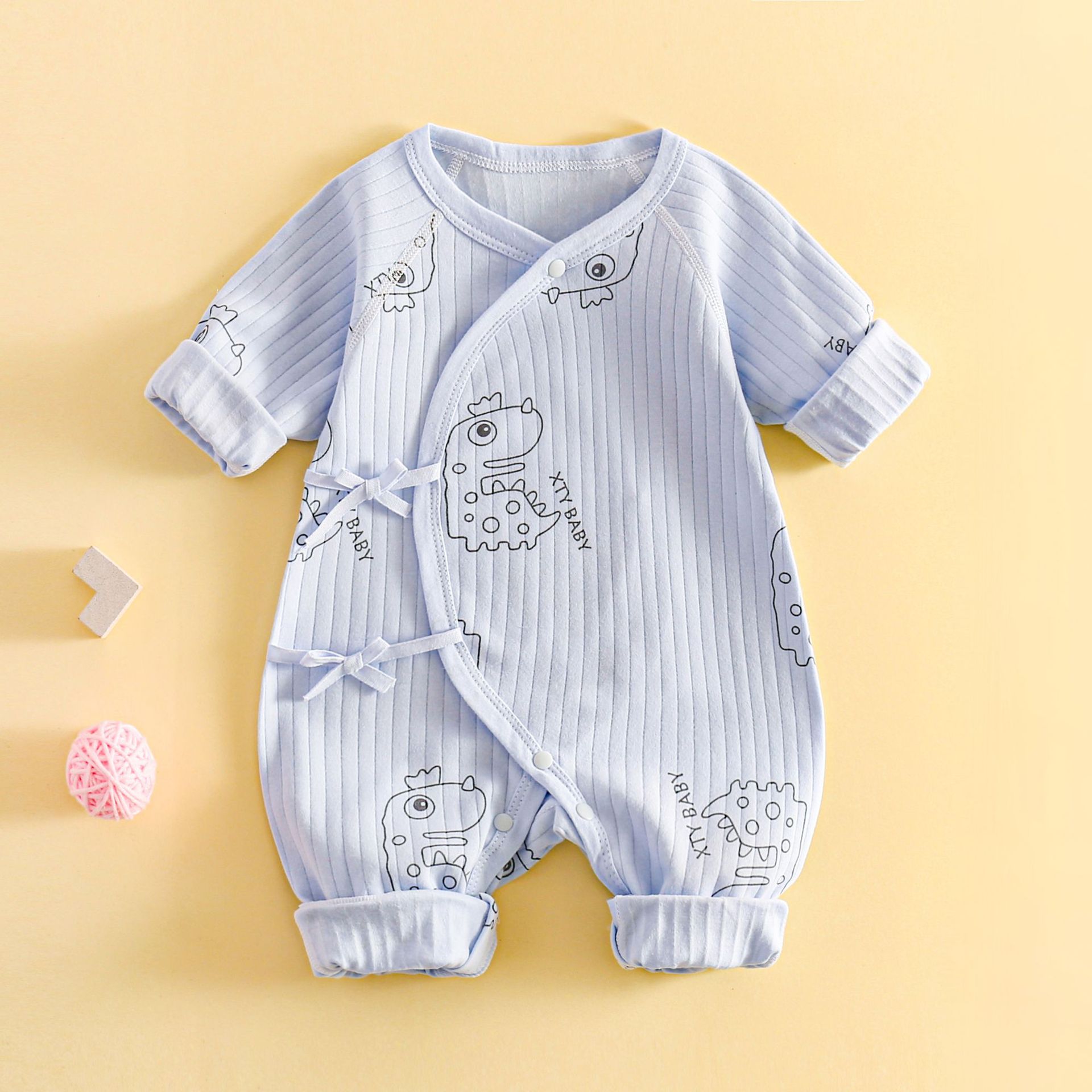 Ropa para niños otoño bebé mono cuatro estaciones sin hueso puro algodón bebé mameluco recién nacido manga larga mameluco