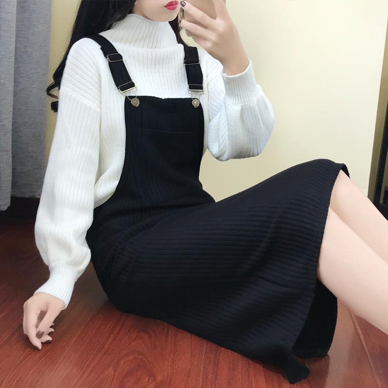 Knitted suits Two piece set 2022 Spring new pattern Mid length version Dress sweater Suspender skirt student French