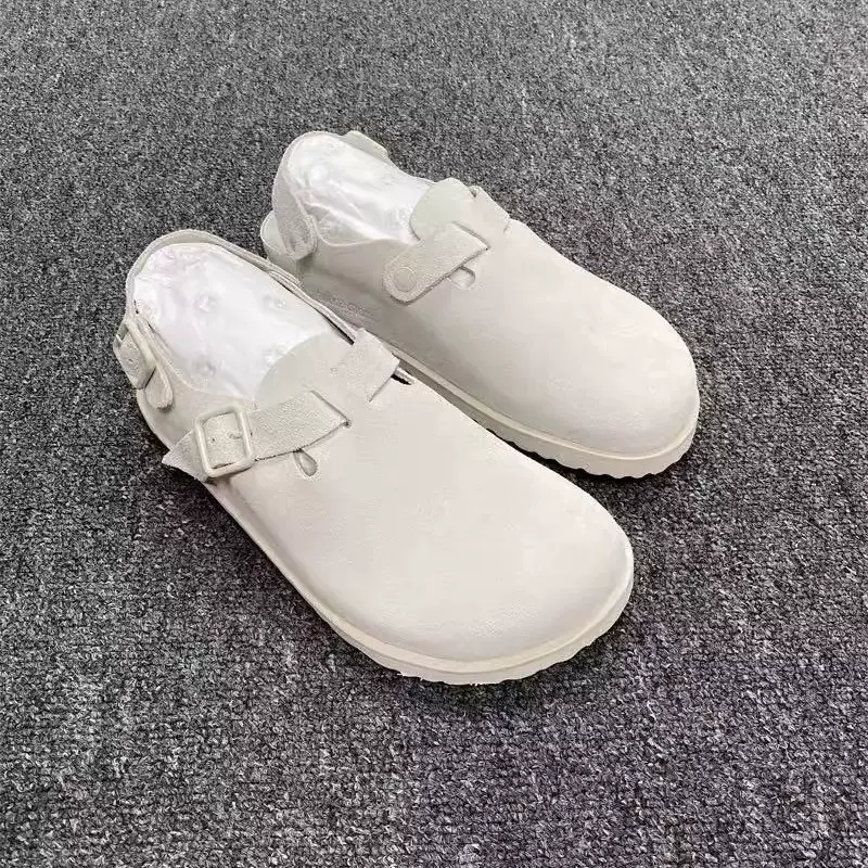 纯色百搭勃肯鞋2025年新款真皮牛勃肯厚底软木包头凉鞋半拖鞋