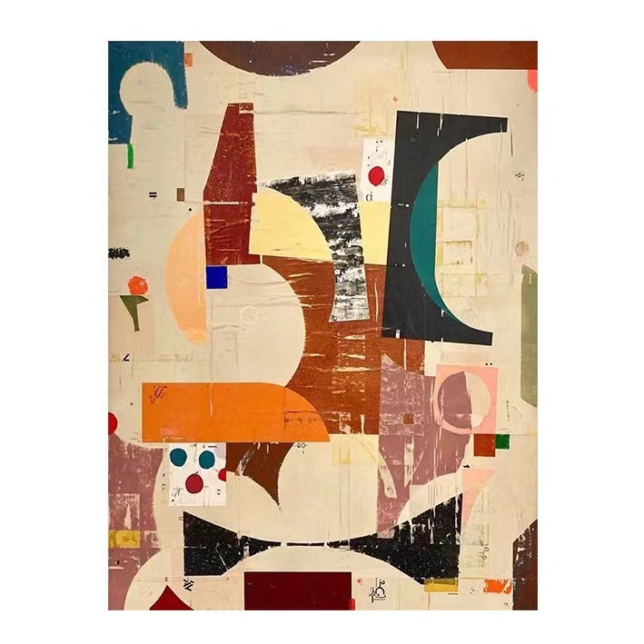 Abstract Painting Art Sofa Background Wall Atmospheric Hanging Painting Living Room Decorative Painting Floor Large Entrance Niche Mural