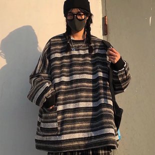 American-style Retro Loose Sweater Long-sleeved Men's and Women's High Street Internet Popular Brand Japanese-style Genderless Wool Sweater