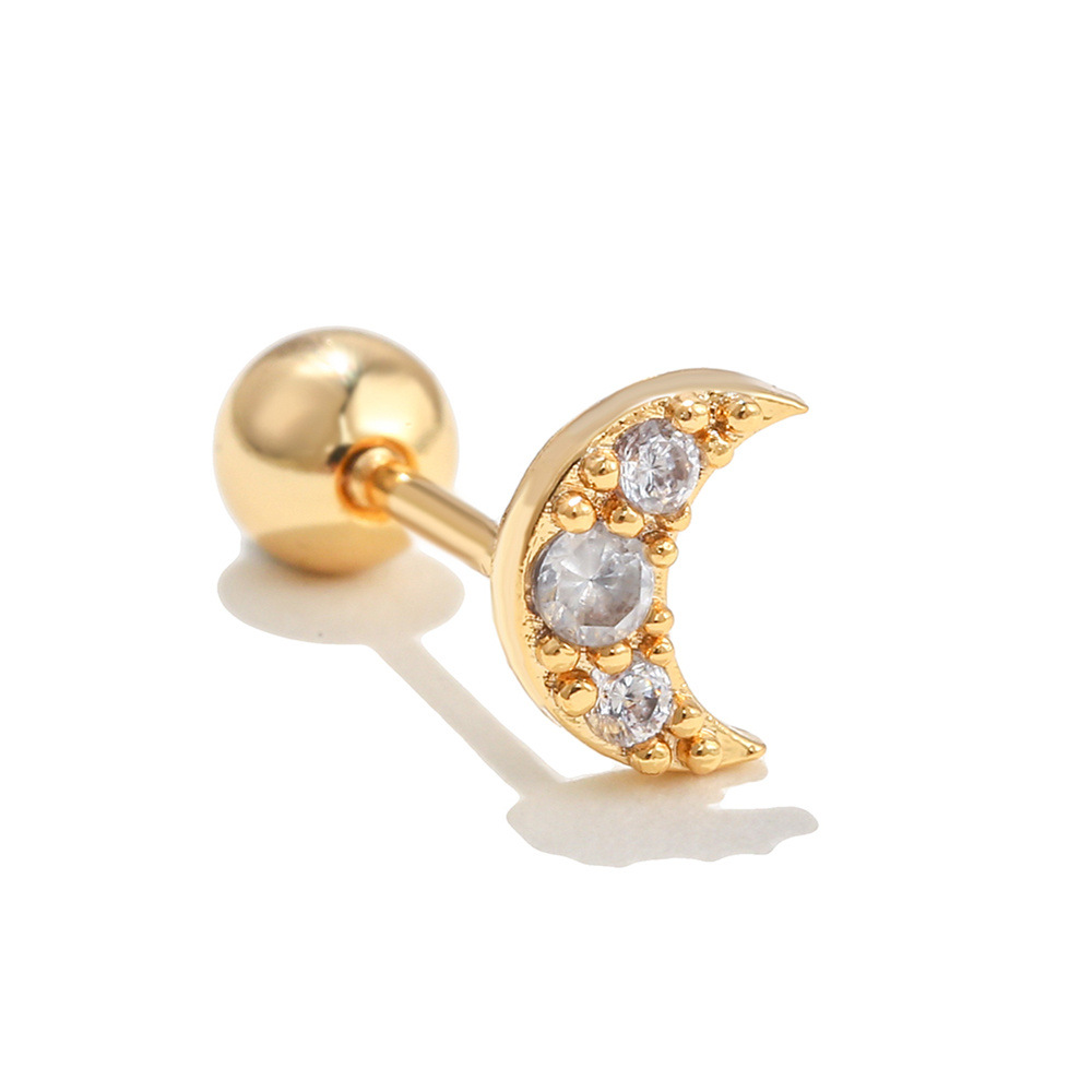 Star Brass Gem Earrings Ear Studs display picture 2