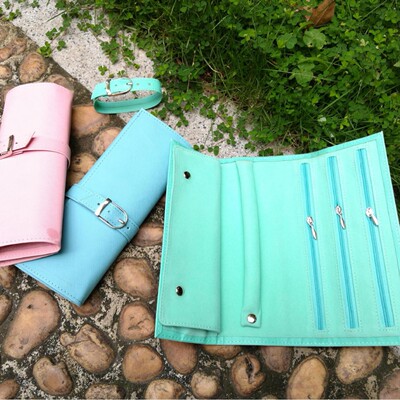 广州工厂定制pu首饰珠宝卷包女士用便携式首饰项链戒指收纳卷帘包|ru