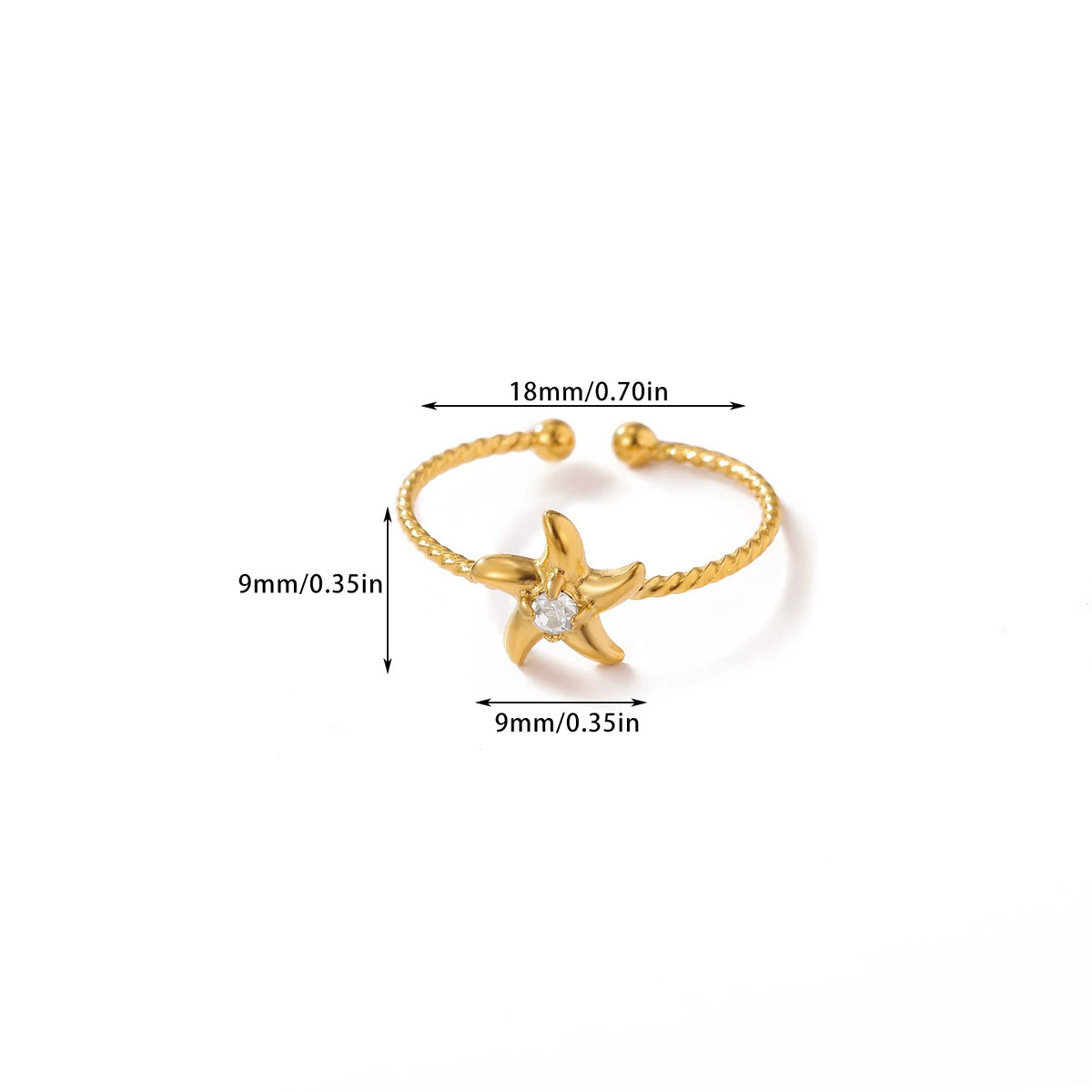 Adjustable Marine Shell Ring, Gold-Plated Beach Accessory, One Size (0.005 kg)