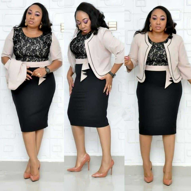 2024 Amazon Popular Lace Splicing Dress Jacket Commuter Ol Two-Piece Suit African Mother's Wear for Women