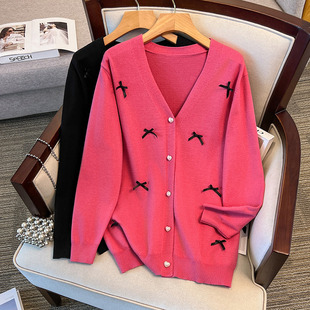 200/300kg plus size women's chest 150/160 loose cardigan sweater knitted coat 350kg -8303
