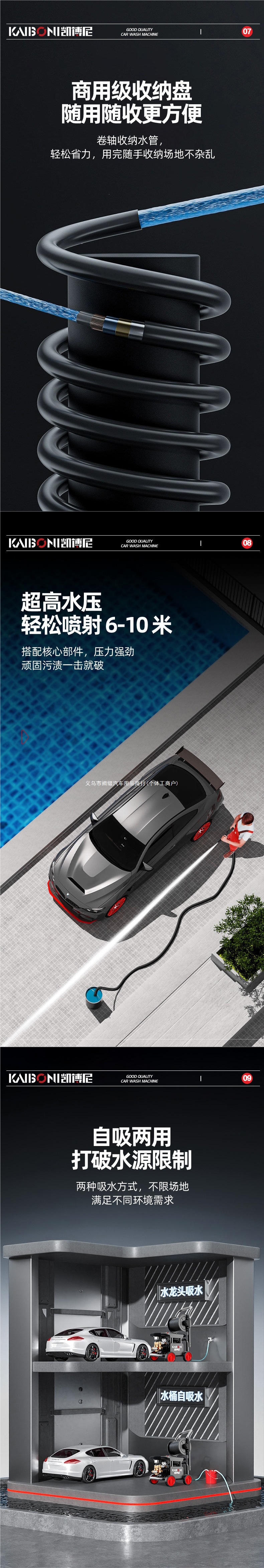 Kainboni car washer for home use, 220V high-pressure water gun, high-power new model, portable cleaning pump