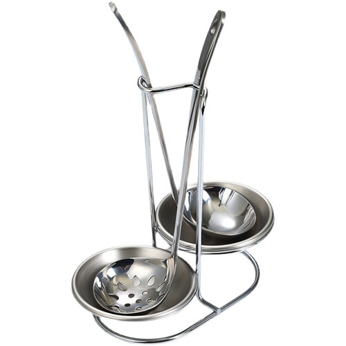 Korean stainless steel hot pot tableware colander soup spoon Korean barbecue clip long handle spoon holder hot pot restaurant golden soup spoon