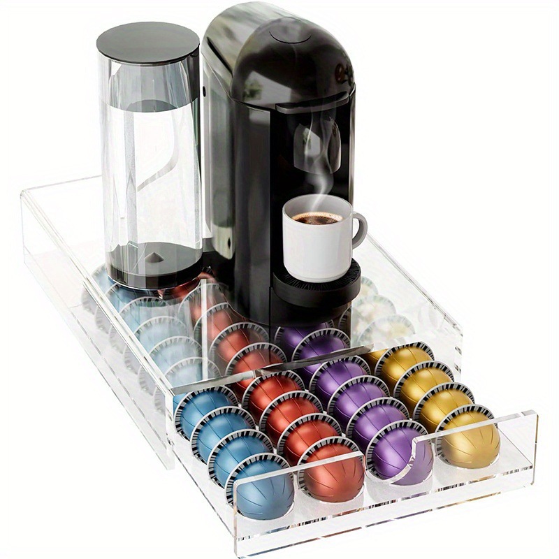 40-hole transparent acrylic coffee capsule organizer, suitable for Nespresso Vertuo capsule rack