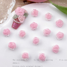软陶爆款粉白玫瑰山茶花美甲饰品材料包夜光大小混款花朵美甲配饰