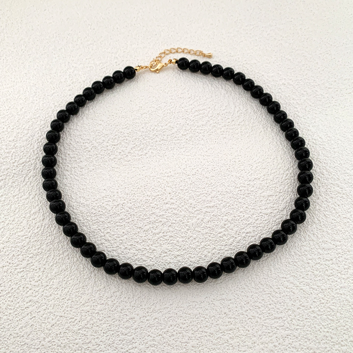 Style Simple Style Classique Rond Le Cuivre Obsidienne Perlé Hommes Collier display picture 4