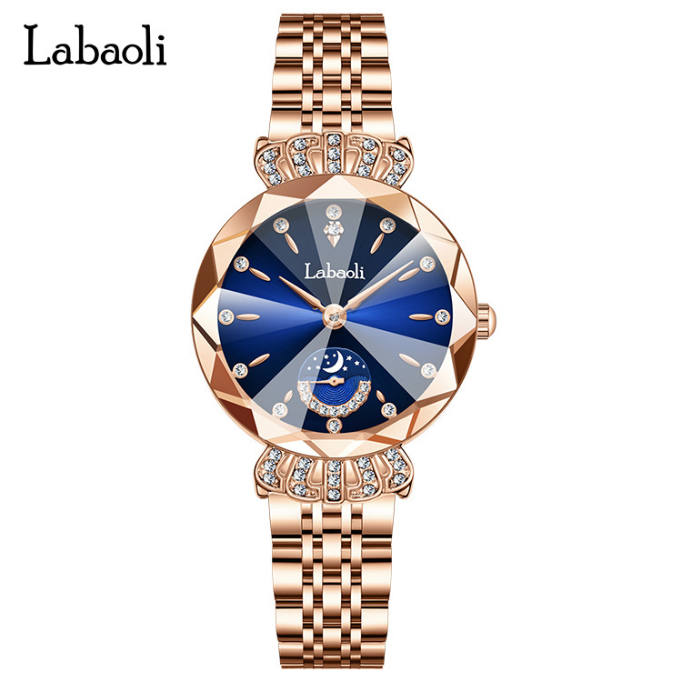 Laboli reloj de mujer en vivo popular Reloj de segunda placa pequeña para mujer con diamantes incrustados Reloj de cuarzo impermeable de moda de nicho de lujo ligero