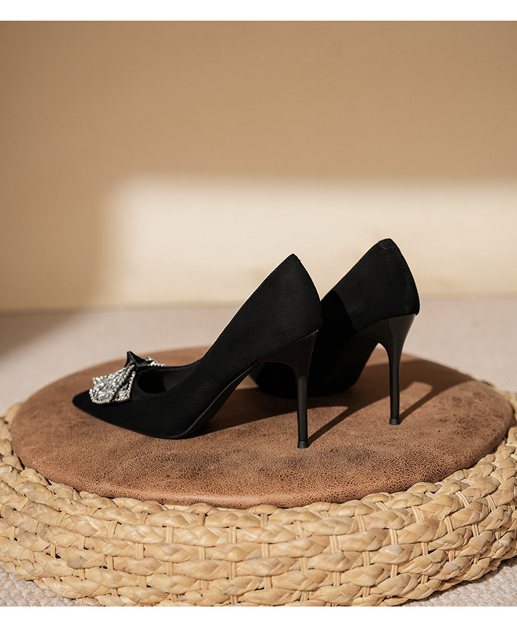 9888H-101 Wildleder-Schleifen-Strass-Schuhe – Hochzeitsschuhe, Alltagsschuhe, professionelle, vielseitige Schuhe für Arbeit, Bankett und festliche Anlässe_voghion.com