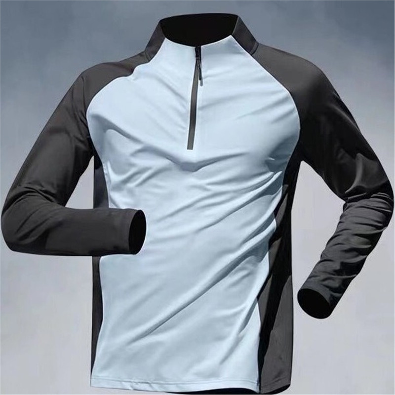 Ropa de entrenamiento con media cremallera de comercio exterior, ropa de secado de velocidad para hombres, mangas largas, primavera y otoño, verano, deportes, atletismo, camisetas para correr