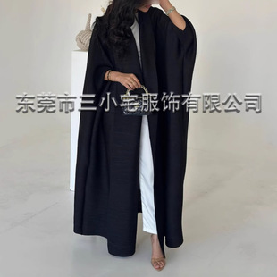 Miyake Pleated Windbreaker Abaya Middle East Robe Women's Spring and Autumn Top-Off Cardigan Ethnic Muslim