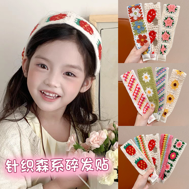 Otoño y invierno flores trituradas de punto Velcro cinta de cabello de alta calidad para mujeres frangeas acabado de cabello de artefacto de la niña bandas de cabello tocado