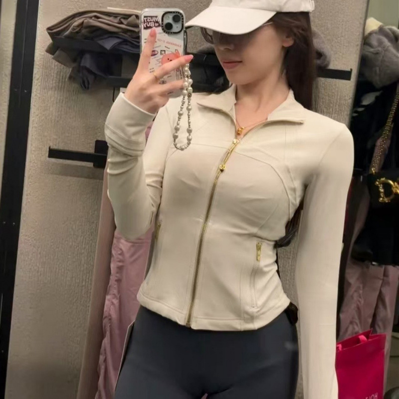 lulu original Define solid color zip-up casual stand-up collar slim-fit short yoga jacket quick-dry top lulu original Define solid color zip-up casual stand-up collar slim-fit short yoga jacket quick-dry top