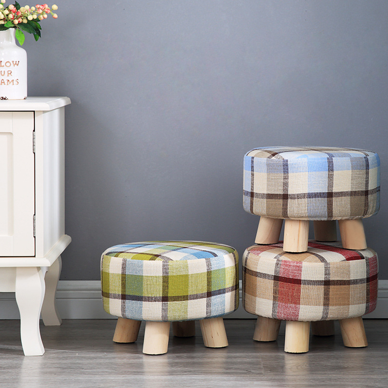 Taburete pequeño Internet celebridad hogar tela taburete bajo sala de estar creativa sofá taburete lindo taburete redondo zapatos Cambio de heces perezoso banco pequeño
