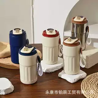 智能咖啡杯316不锈钢车载真空加厚双层保温杯随行学生水杯定制log