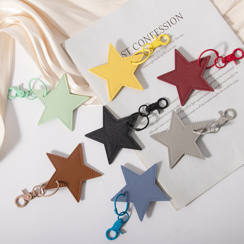Leather Five-pointed Star Bag Pendant Star-shaped Key Chain Miu Bag Hanging Accessories Leather Matching Hanging Accessories
