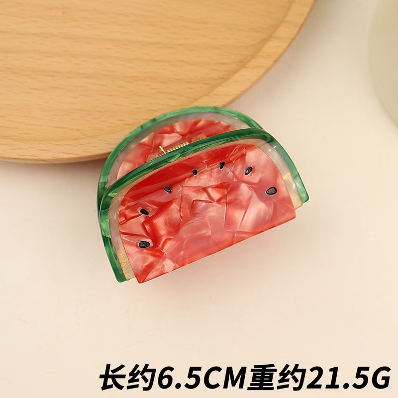韩国醋酸拼色发夹时尚西瓜草莓抓夹简约气质鲨鱼夹弹簧夹发饰女饰|undefined