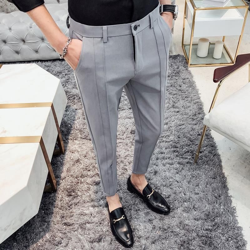 Autumn Western-style trousers Self cultivation Feet Nine points Casual pants Korean Edition Trend man Suit pants Drape spring and autumn trousers