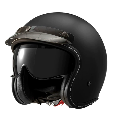 Motosiklet kaskı (dəbilqə) – Scooter Cruising Helmet - 618-matte-black-brimmed-endoscope-m