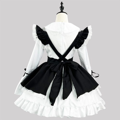 S-4XL Cute Japanese lolita maid outfit black and white with girly dress Lolita women's boss suit