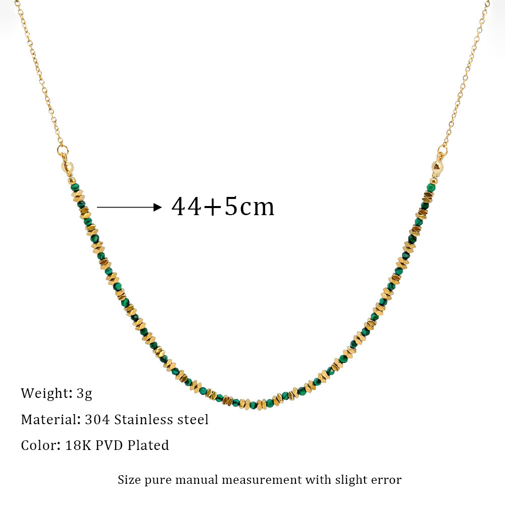 6g Weight 304 Stainless Steel Pendant Material Necklace Classification 304 Stainless Steel Chain Material Retro Geometric 304 Stainless Steel Malachite Necklace In Bulk