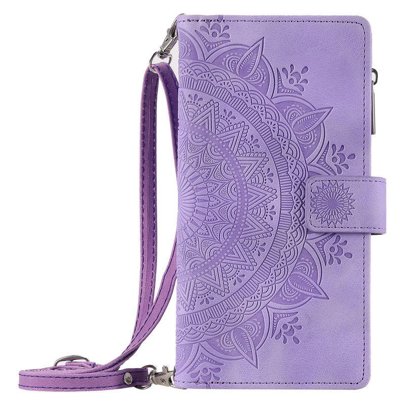 Manufacturers for Samsung S25U Multi-Card Embossed Totem Leather Case iPhone16PRO Card Zipper Bag Phone Case