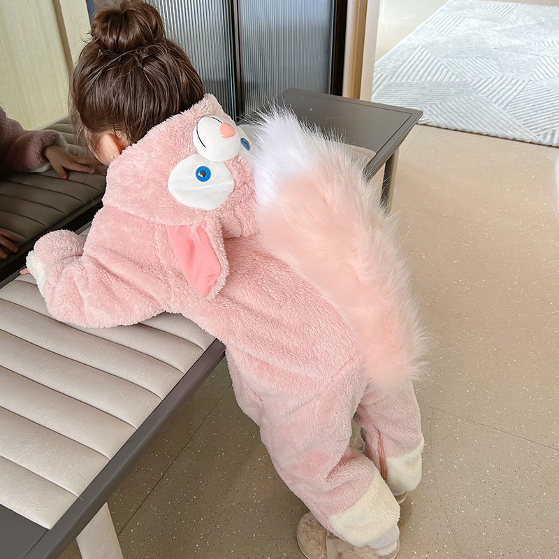 Mono de los niños del invierno la muchacha mono bebé lingna Beier coral fleece desgaste Otoño e Invierno ropa lindo