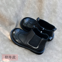 Children's boots genuine leather Martin boots girls' short boots infant boots 2022 autumn and winter leather boots single boots cotton boots soft sole British style