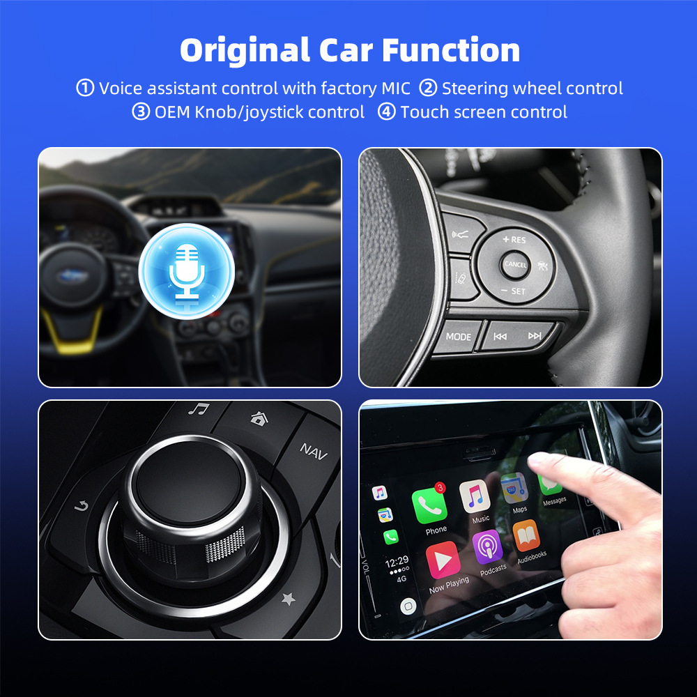 Car Onboard Interconnect Box Support Wireless CarPlay 2-in-1 Plug and Play Adapter