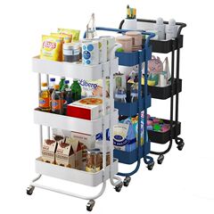 Household wheeled storage rack snack kitchen floor finishing storage rack carbon steel multi-layer trolley storage rack