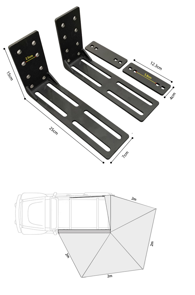Fan-Shaped Canopy Car Tent 270-Degree Rainproof and Sunproof Quick-Opening Black-Coated Aluminum Alloy Outdoor Side Tent