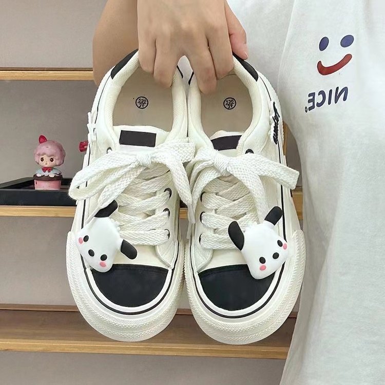 2024 Nuove scarpe bianche crema primaverili e autunnali per donne e cani, scarpe di tela colorate traspiranti versatili, scarpe casual alla moda per biscotti_voghion.com