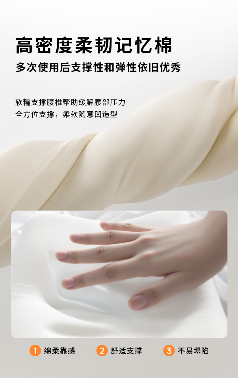 Cross-Border Wholesale Cute Car Lumbar Support Cushion, Comfortable Car Headrest, Neck Pillow, Slow Rebound Lumbar Support