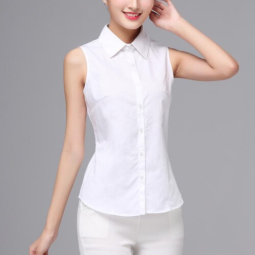 2025 chiffon shirt sleeveless shirt spring and summer Korean women's all-matching basic professional shirt vest new fake collar