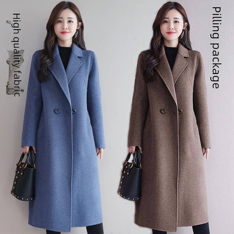 nuovo cappotto largo in stile coreano di media lunghezza cappotto di lana ispessito da donna autunno e inverno colletto ampio_voghion.com