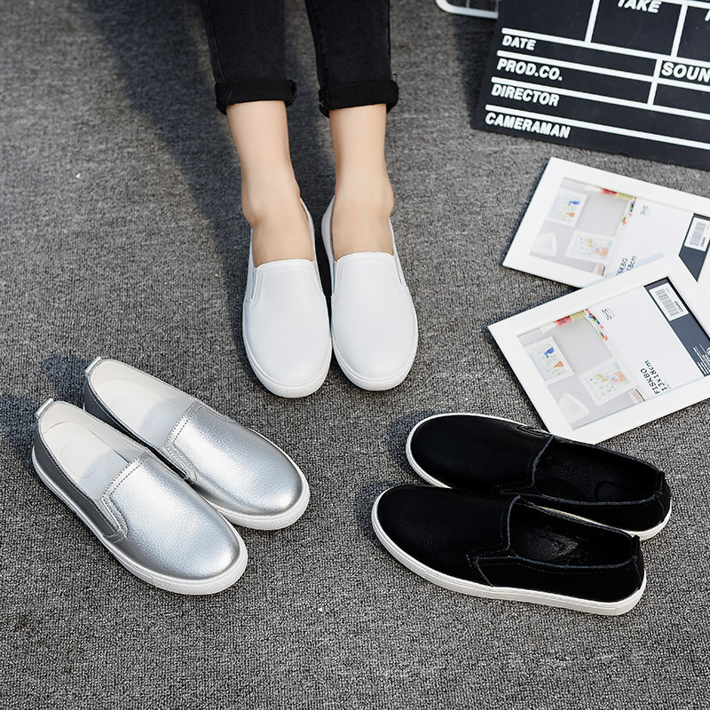 2023 primavera nueva mujer plana de las mujeres zapatos coreanos casual zapatos de cuero mocasines zapatos blancos ligeros