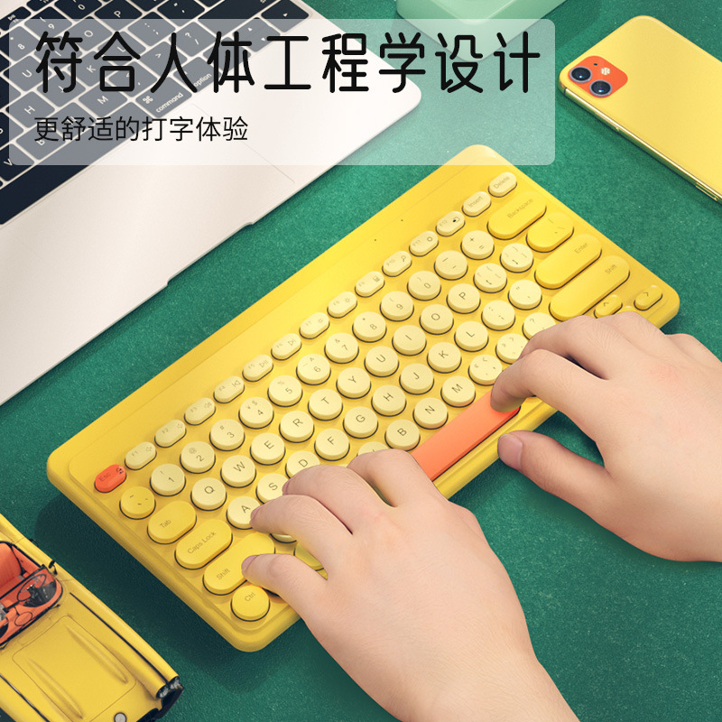 B .O.W Hangshi K-610 Wireless Office Fashion Keyboard Silent Home Desktop Laptop USB