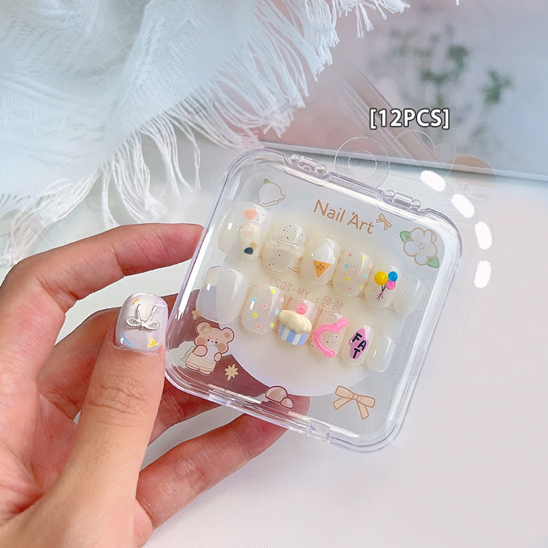 立体的でかわいい子供用ネイルパッチ、アクセサリー付き、完成ネイルパッチ、フェイクネイルパッチ、ウェアラブルネイルパッチ、漫画ネイルパッチ|undefined