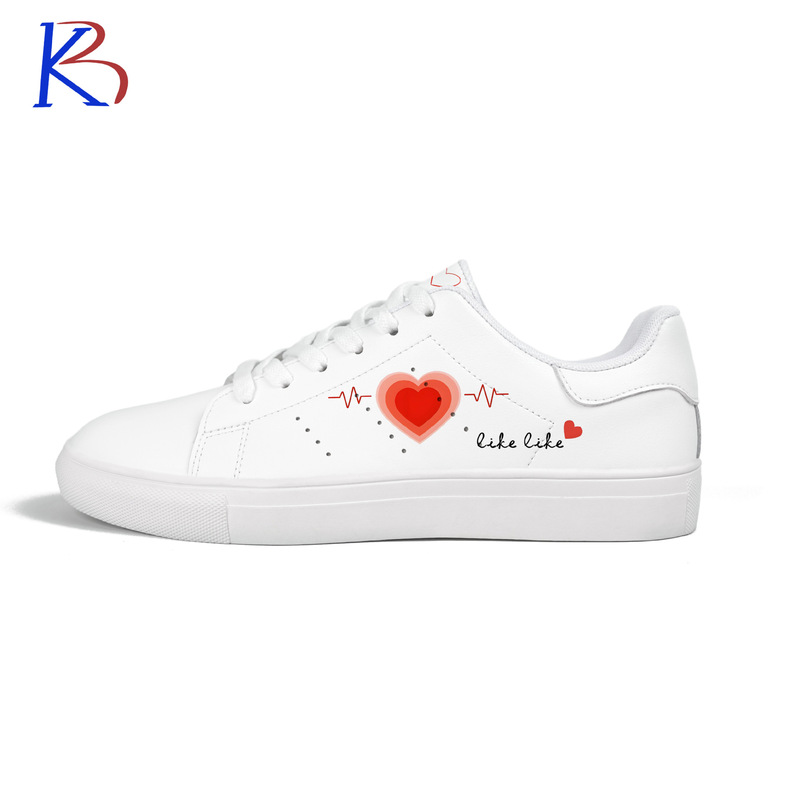 Low-Top Sneakers, White Wedding Heart Sneakers, Men's and Women's White Shoes, Versatile for Spring and Summer, Couple Print, Cross-Border Customization Low-Top Sneakers, White Wedding Heart Sneakers, Men's and Women's White Shoes, Versatile for Spring and Summer, Couple Print, Cross-Border Customization